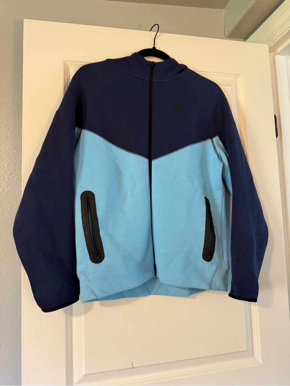 Nike Kids Navy and Light Blue Colorblock Zip Hoodie